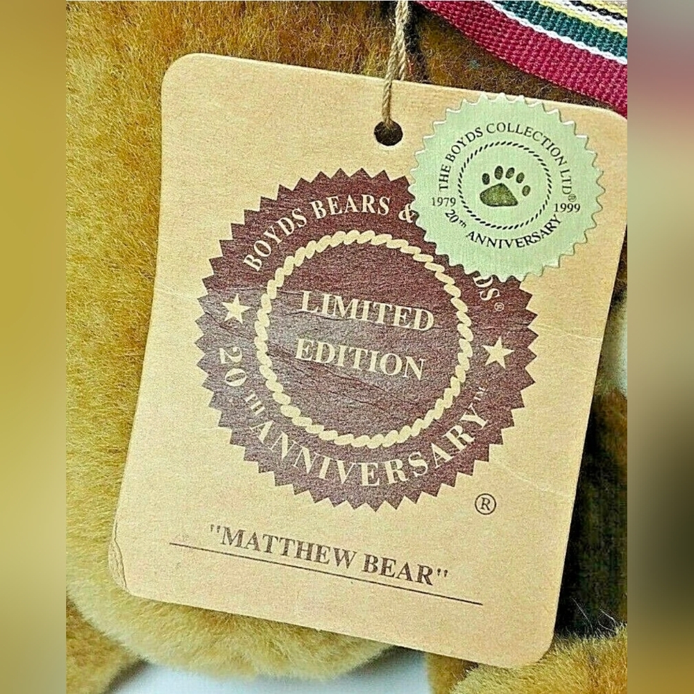 Vintage Matthew NEW Boyds Bears 1999, 20th Anniversary Limited Edition Jointed - Picture 7 of 9